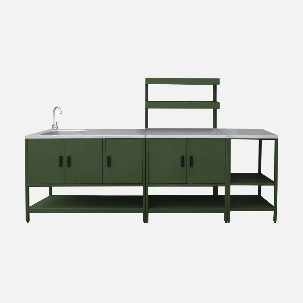 Cuisine d'extérieur 3 modules inox avec évier et rangements