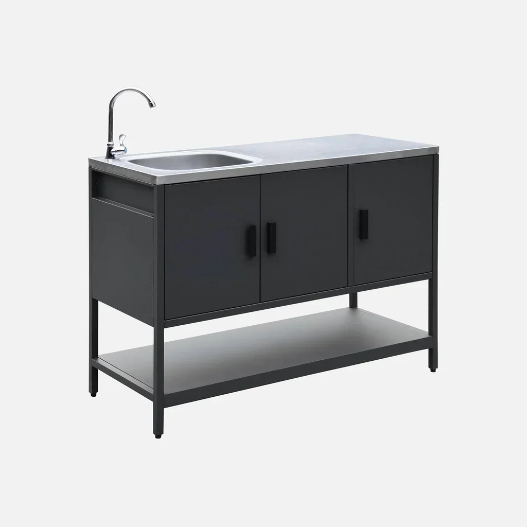 Cuisine extérieure 3 modules inox avec évier et rangements