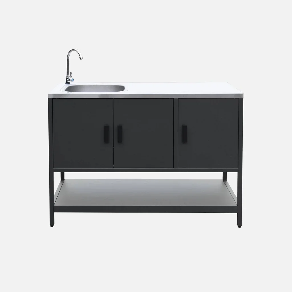 Cuisine extérieure 3 modules inox avec évier et rangements