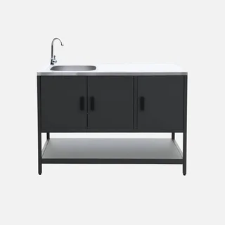 Cuisine extérieure 3 modules inox avec évier et rangements