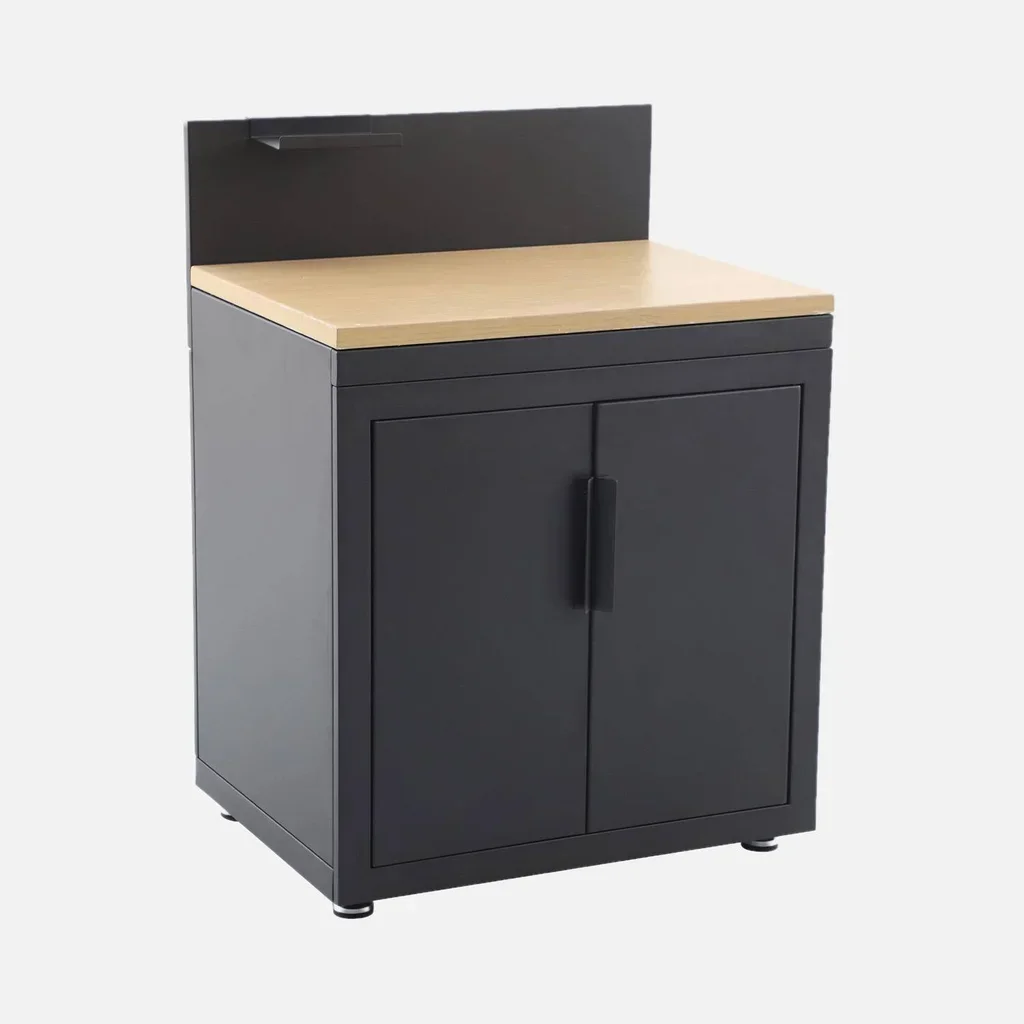 Cuisine extérieure modulable 3 modules acier noir finition bois Milos