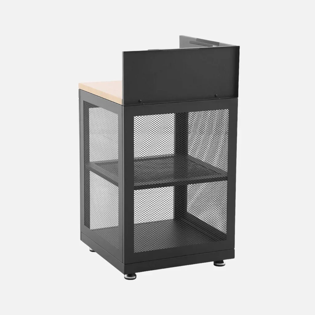 Module cuisine extérieure 60 cm acier bois avec étagère rangement Milos