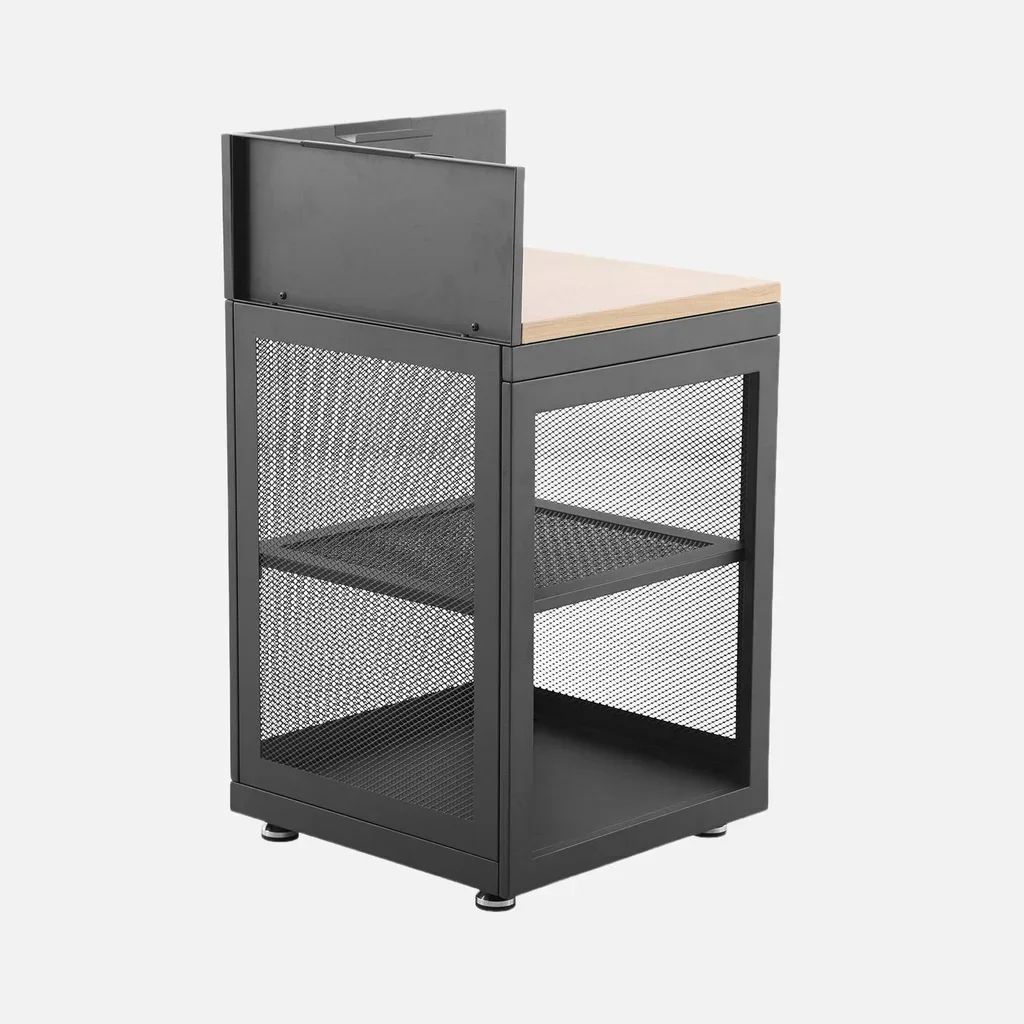 Module cuisine extérieure 60 cm acier bois avec étagère rangement Milos