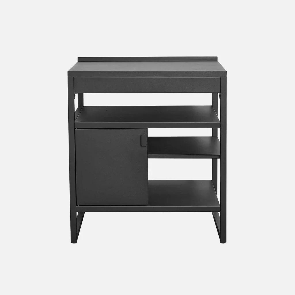 Cuisine extérieure acier noir 1 porte 3 étagères L80 cm Kea