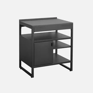 Cuisine extérieure acier noir 1 porte 3 étagères L80 cm Kea