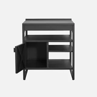 Cuisine extérieure acier noir 1 porte 3 étagères L80 cm Kea