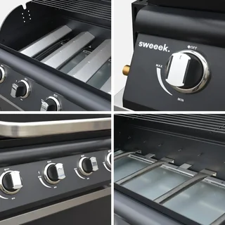 Cuisine extérieure acier inoxydable barbecue gaz 4 feux Grimaud avec desserte