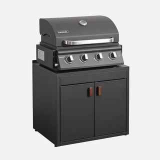 Modular Outdoor Kitchen 3-Piece Steel with 4-Burner Gas BBQ Grill