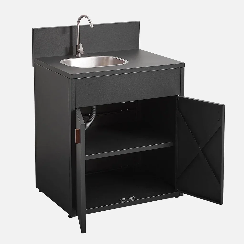 Modular Outdoor Kitchen 3-Piece Steel with 4-Burner Gas BBQ Grill