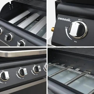 Cuisine extérieure modulable 5 éléments inox avec plancha gaz 4 feux Grimaud