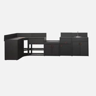 Modular outdoor kitchen Thira 6 modules black steel