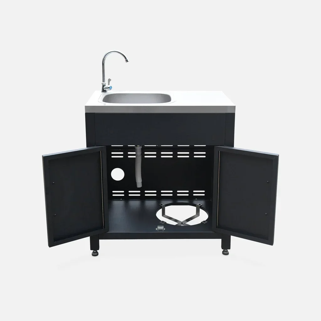 Cuisine extérieure modulable 6 éléments inox noir Grimaud