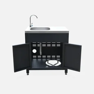 Cuisine extérieure modulable 6 éléments inox noir Grimaud