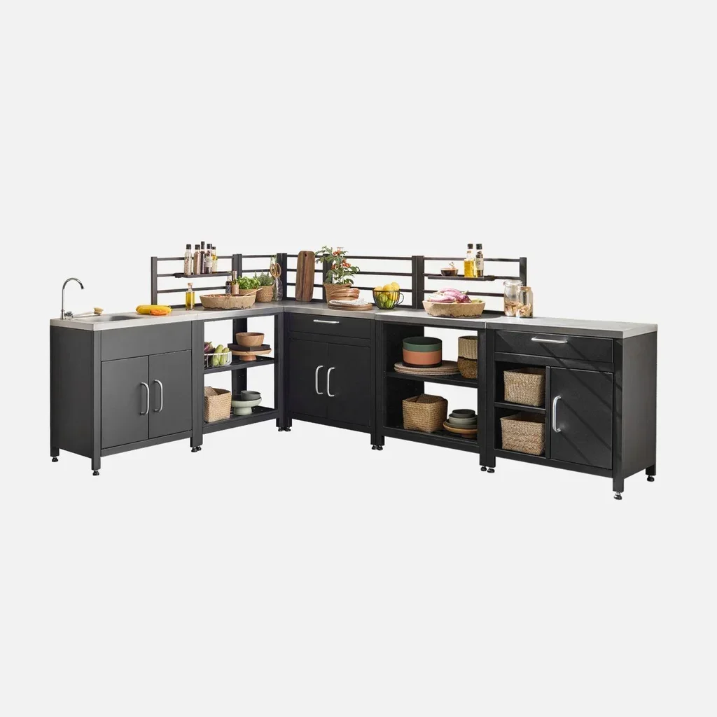 Cuisine extérieure modulable 6 éléments inox noir Grimaud