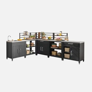 Cuisine extérieure modulable 6 éléments inox noir Grimaud