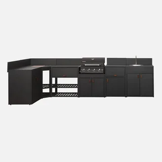 Modular outdoor kitchen steel gas barbecue 4 burners Thira Grimaud