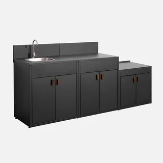 Outdoor modular stainless steel kitchen 3 modules Thira - sink, storage and barbecue