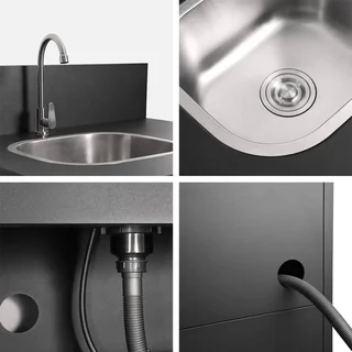 Outdoor modular stainless steel kitchen 3 modules Thira - sink, storage and barbecue