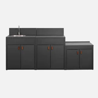Outdoor modular stainless steel kitchen 3 modules Thira - sink, storage and barbecue