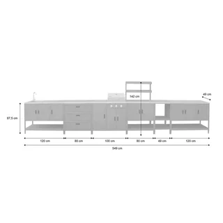 Outdoor Modular Kitchen Naxos Gas Barbecue 3 Burners Thermometer 5 Modules Stainless Steel