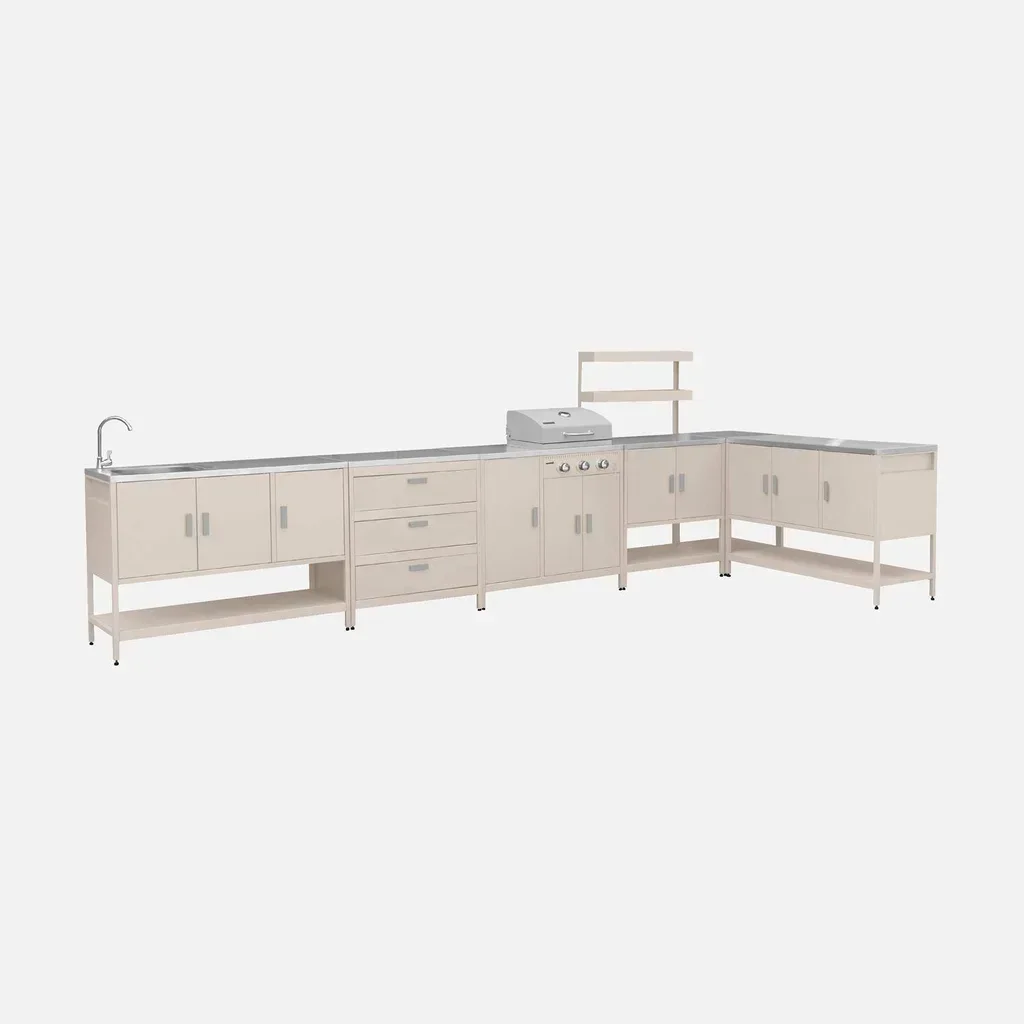 Modular outdoor kitchen 5-piece gas barbecue 3-burner thermometer Naxos