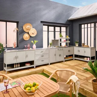 Modular outdoor kitchen 5-piece gas barbecue 3-burner thermometer Naxos