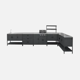 Modular outdoor kitchen 5-piece gas barbecue 3-burner thermometer Naxos