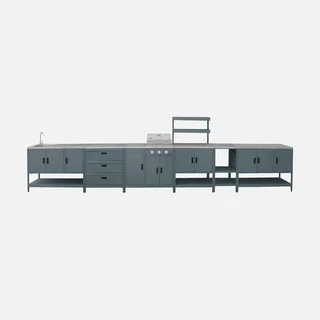Outdoor Modular Kitchen Naxos Gas Barbecue 3 Burners Thermometer 5 Modules Stainless Steel