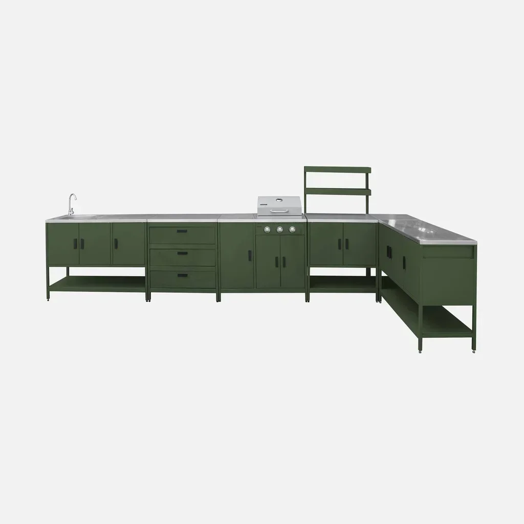 Modular outdoor kitchen Naxos 5 elements with 3-burner gas grill and integrated thermometer