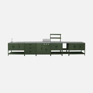 Modular outdoor kitchen Naxos 5 elements with 3-burner gas grill and integrated thermometer