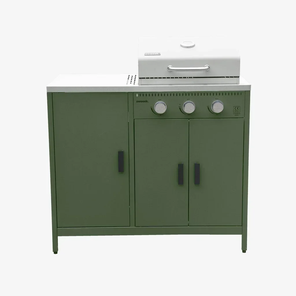 Modular outdoor kitchen Naxos 5 elements with 3-burner gas grill and integrated thermometer