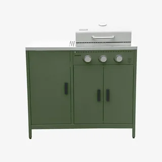 Modular outdoor kitchen Naxos 5 elements with 3-burner gas grill and integrated thermometer
