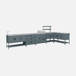 Outdoor Modular Kitchen Naxos Gas Barbecue 3 Burners Thermometer 5 Modules Stainless Steel