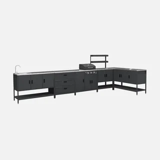 Modular outdoor kitchen 5-piece gas barbecue 3-burner thermometer Naxos