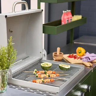 Modular outdoor kitchen Naxos 5 elements with 3-burner gas grill and integrated thermometer