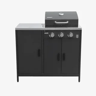 Modular outdoor kitchen 5-piece gas barbecue 3-burner thermometer Naxos