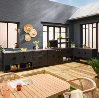 Modular outdoor kitchen 5-piece gas barbecue 3-burner thermometer Naxos