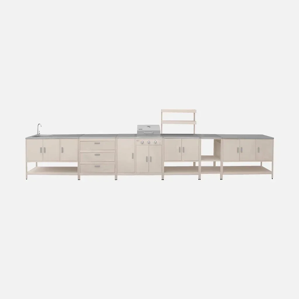 Modular outdoor kitchen 5-piece gas barbecue 3-burner thermometer Naxos