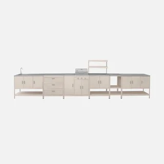 Modular outdoor kitchen 5-piece gas barbecue 3-burner thermometer Naxos