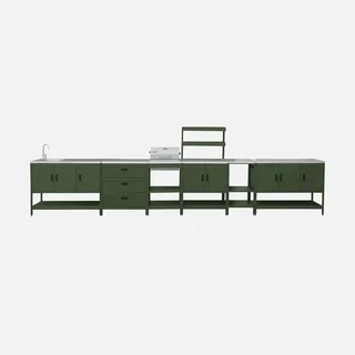 Cuisine extérieure modulaire BBQ charbon 5 éléments étagères thermomètre