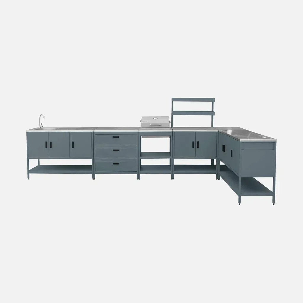 Cuisine extérieure modulaire 5 éléments BBQ charbon sur pied avec thermomètre Naxos