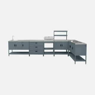 Cuisine extérieure modulaire 5 éléments BBQ charbon sur pied avec thermomètre Naxos