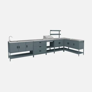 Cuisine extérieure modulaire 5 éléments BBQ charbon sur pied avec thermomètre Naxos