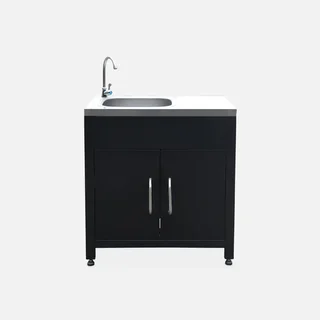 Cuisine extérieure modulaire 7 éléments avec barbecue gaz 4 brûleurs et thermomètre