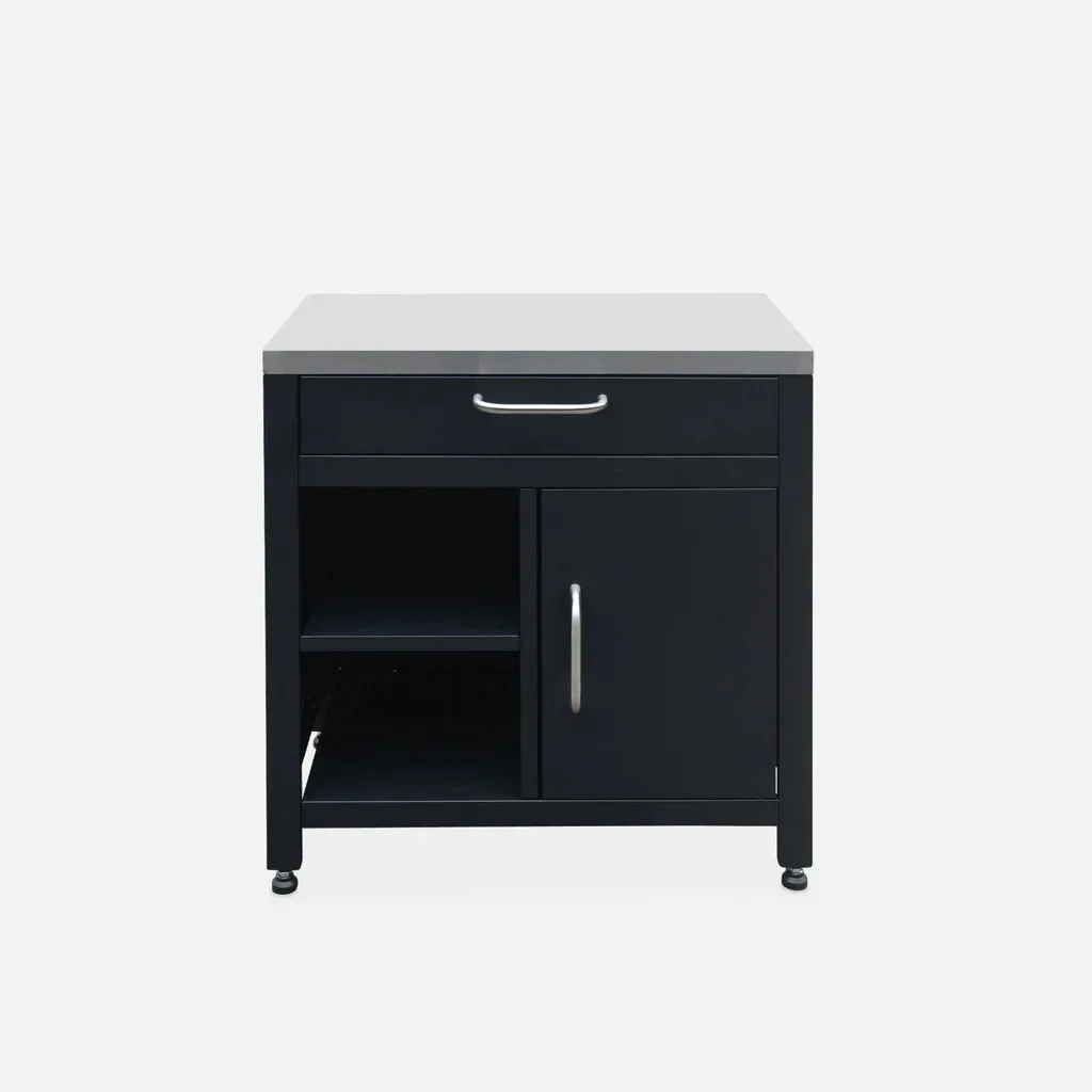 Cuisine extérieure modulaire 7 éléments avec barbecue gaz 4 brûleurs et thermomètre