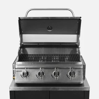 Cuisine extérieure modulaire 7 éléments avec barbecue gaz 4 brûleurs et thermomètre