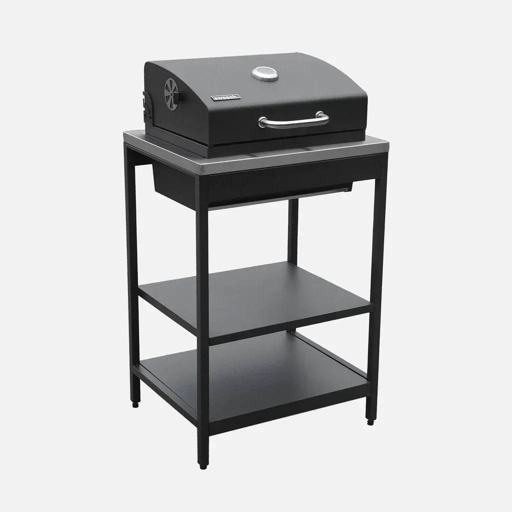Cuisine extérieure modulaire barbecue charbon avec évier et rangements