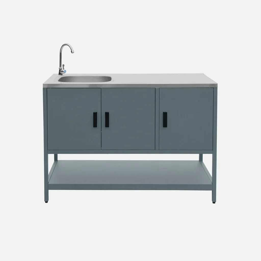 Cuisine extérieure modulaire 2 éléments - Barbecue charbon avec étagères et thermomètre