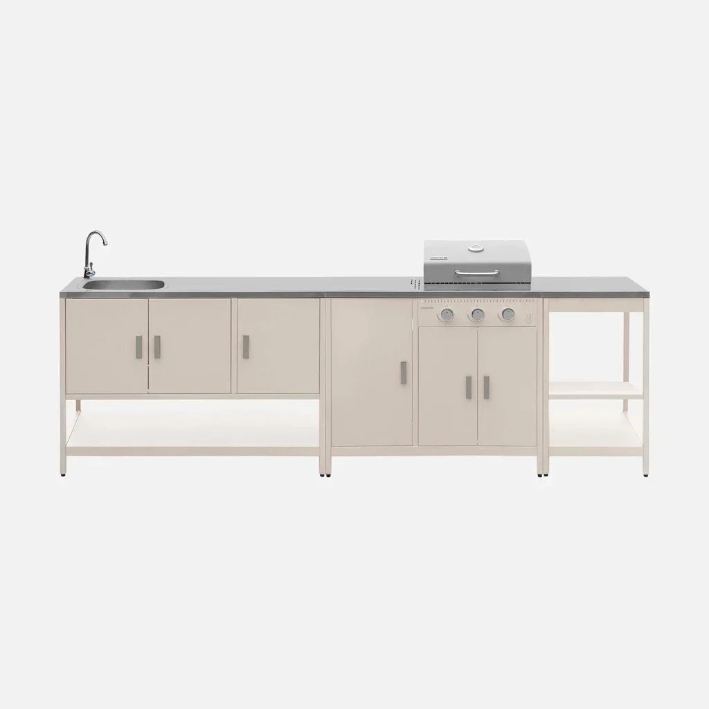 Modular outdoor kitchen gas BBQ grill 3 burners Naxos with sink and storage