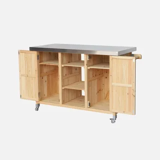 Cuisine de jardin en bois sapin 2 poignées 7 rangements L130 cm Lotus